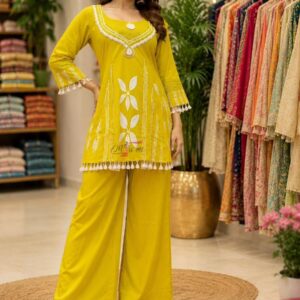 yellow ethnic cord set